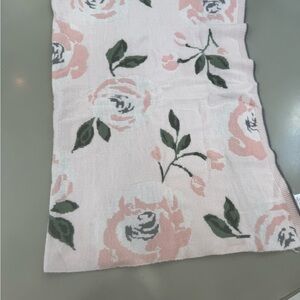 Pottery Barn Kids Floral Knit Baby Blanket in Pink and Green